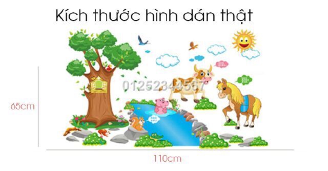 Decal dán tường Vườn thú tắm mát | BigBuy360 - bigbuy360.vn