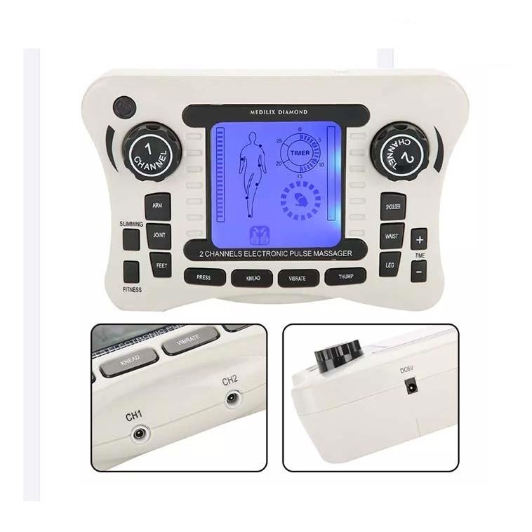 Máy massage xung điện châm cứu trị liệu 4 miếng dán kết hợp dép massage chân SYK-308B