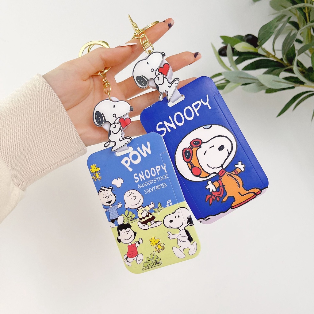 Bộ Bao Thẻ Kèm Móc Đeo Snoopy Cute Đáng Yêu Cho Học Sinh Sinh Viên Thẻ Tên Nhân Viên Thẻ Chung Cư Thẻ Từ Thẻ Thang Máy