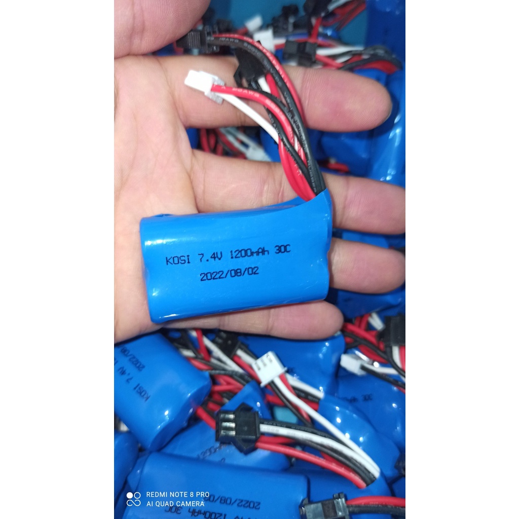 Pin Li-ion 2S 7.4V 1200mAh Pin 18650 dòng xả cao chuyên dùng cho xe wpl d12, xe điều khiển từ xa, máy bay flycam, cano