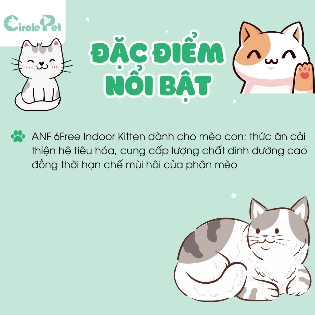 Thức Ăn Hạt Hữu Cơ Dành Cho Mèo Con ANF 6 FREE INDOOR KITTEN Bổ Sung Dinh Dưỡng An Toàn Cho Bé - Circle Pet