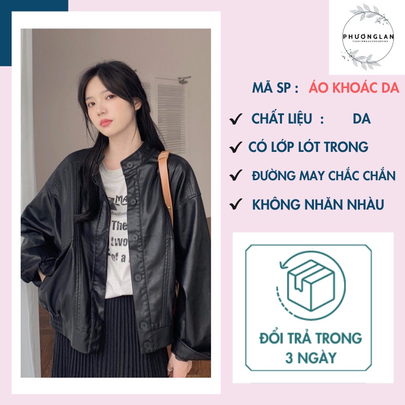 Áo da khoác ngoài cá tính năng động mềm mịn oversize dành cho nữ PHULA