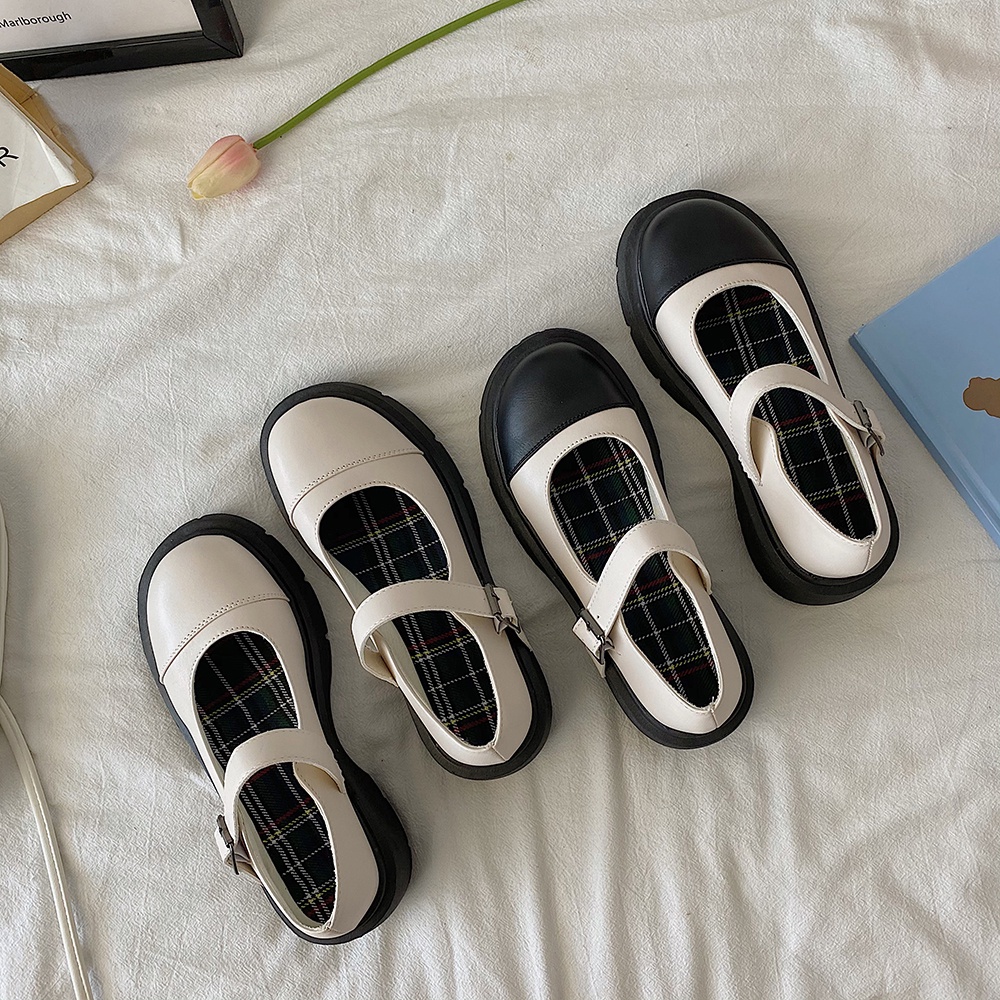 GIÀY MARRY JANE DA LÌ PHỐI MÀU ĐẾ 3CM