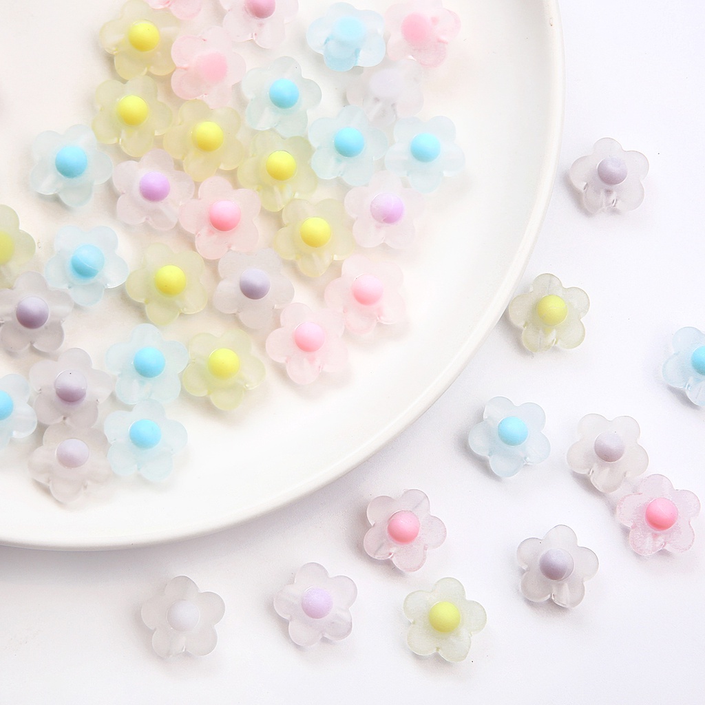 Hạt nhựa acrylic trong suốt hình hoa dành cho làm trang sức diy