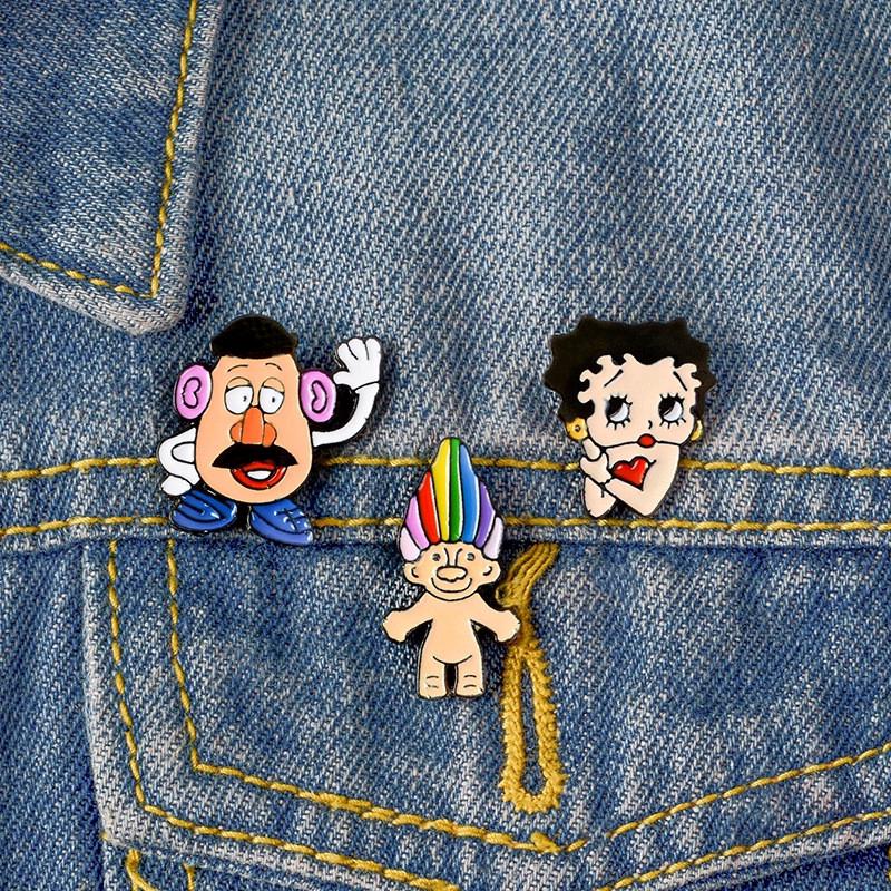 Ghim cài áo hình Troll Doll / Mr. Potato / Betty Boop dễ thương