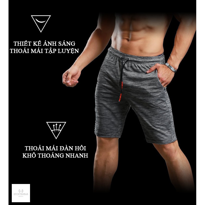 Quần tập gym thể thao short trơn xám Liu Xin Sportswear Concept khô thoáng đàn hồi thoải mái thời trang nam tính