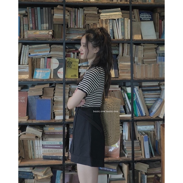 Áo mongtoghi kẻ nhỏ cổ polo co giãn Bazic one