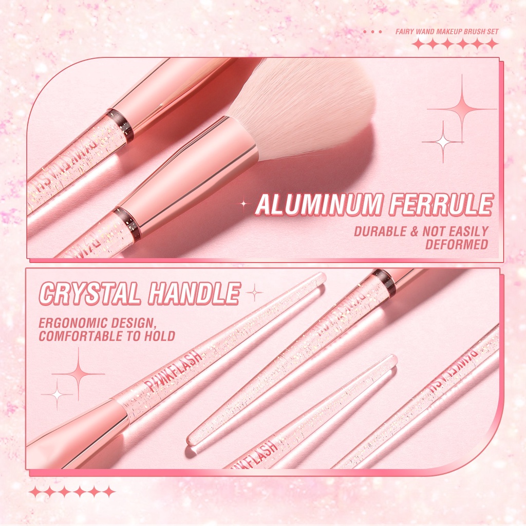 Bộ Cọ Trang Điểm Phấn Nền Tạo Khối Màu Hồng Flashmoment