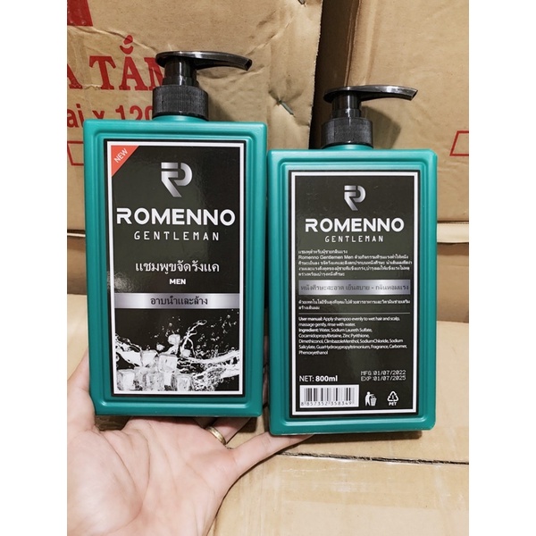 Dầu gội đầu hương nước hoa RRomenno 800ml (vuông xanh lá)