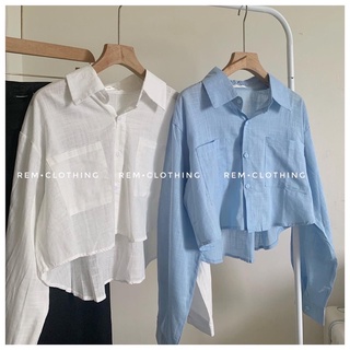 Sơmi trơn | Croptop Linen | đuôi tôm Rem.clothing