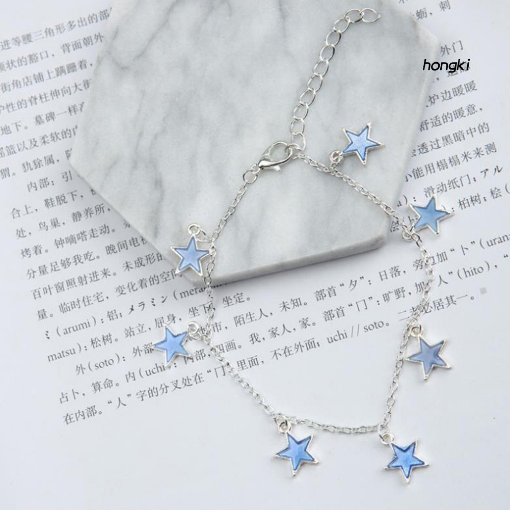 Vòng đeo chân thiết kế họa tiết ngôi sao phát quang độc đáo thời trang unisex