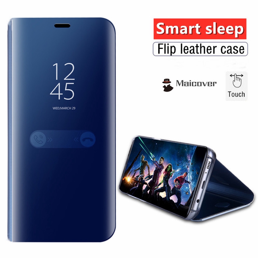 Bao da PU điện thoại nắp gương mỏng sang trọng cho Xiaomi Poco X3 F1 Mi Note 10 lite Max Mix 3 2 CC9 Pro