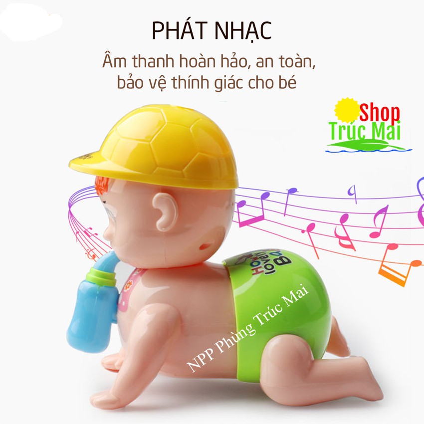 Đồ chơi cho bé búp bê tập bò bú bình có nhạc có đèn học bò lắc mông