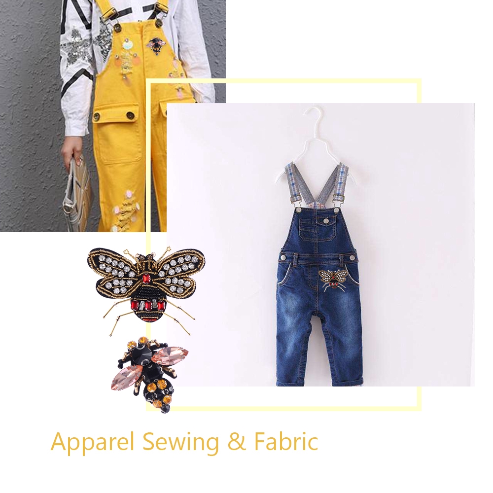 Bộ 2 miếng vá trang trí quần áo hình ong đính sequin