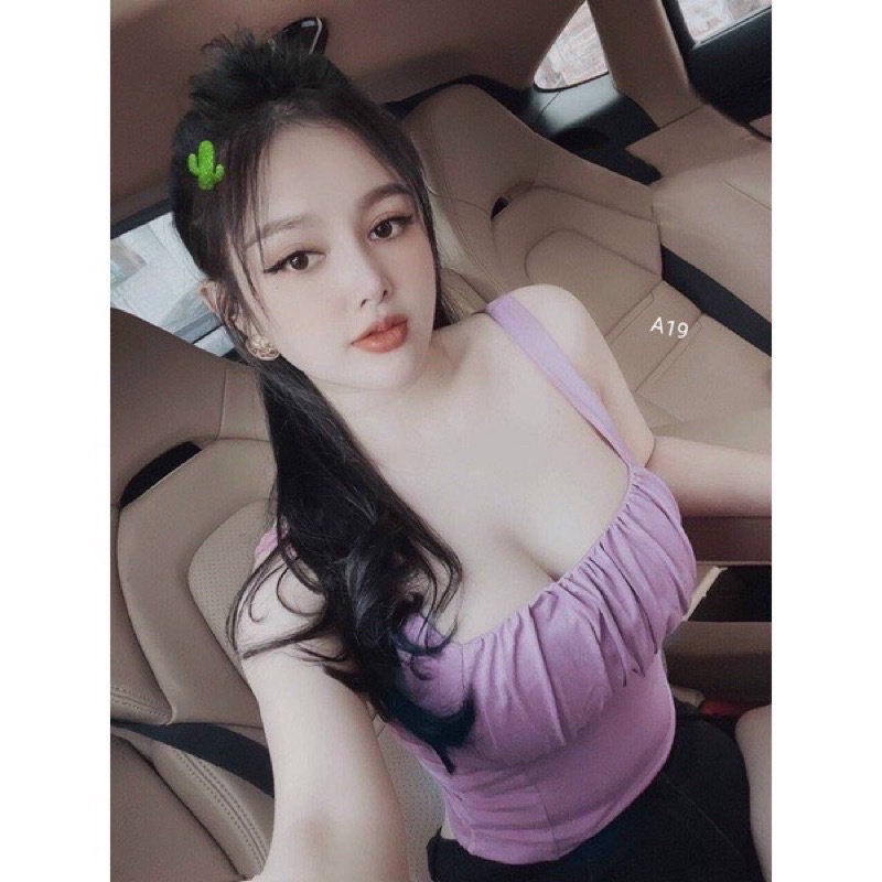 Áo 2 dây bản to nhún ngực thun borip - alohashop91