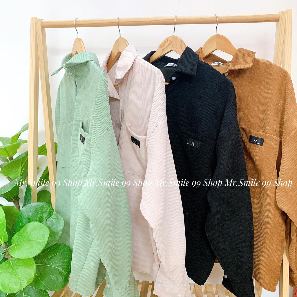 [Hình Thật] Áo Sơ Mi Nhung Tăm/ Nhung Gân Kupi tay dài Nam/Nữ Unisex Mr Smile 99 Shop