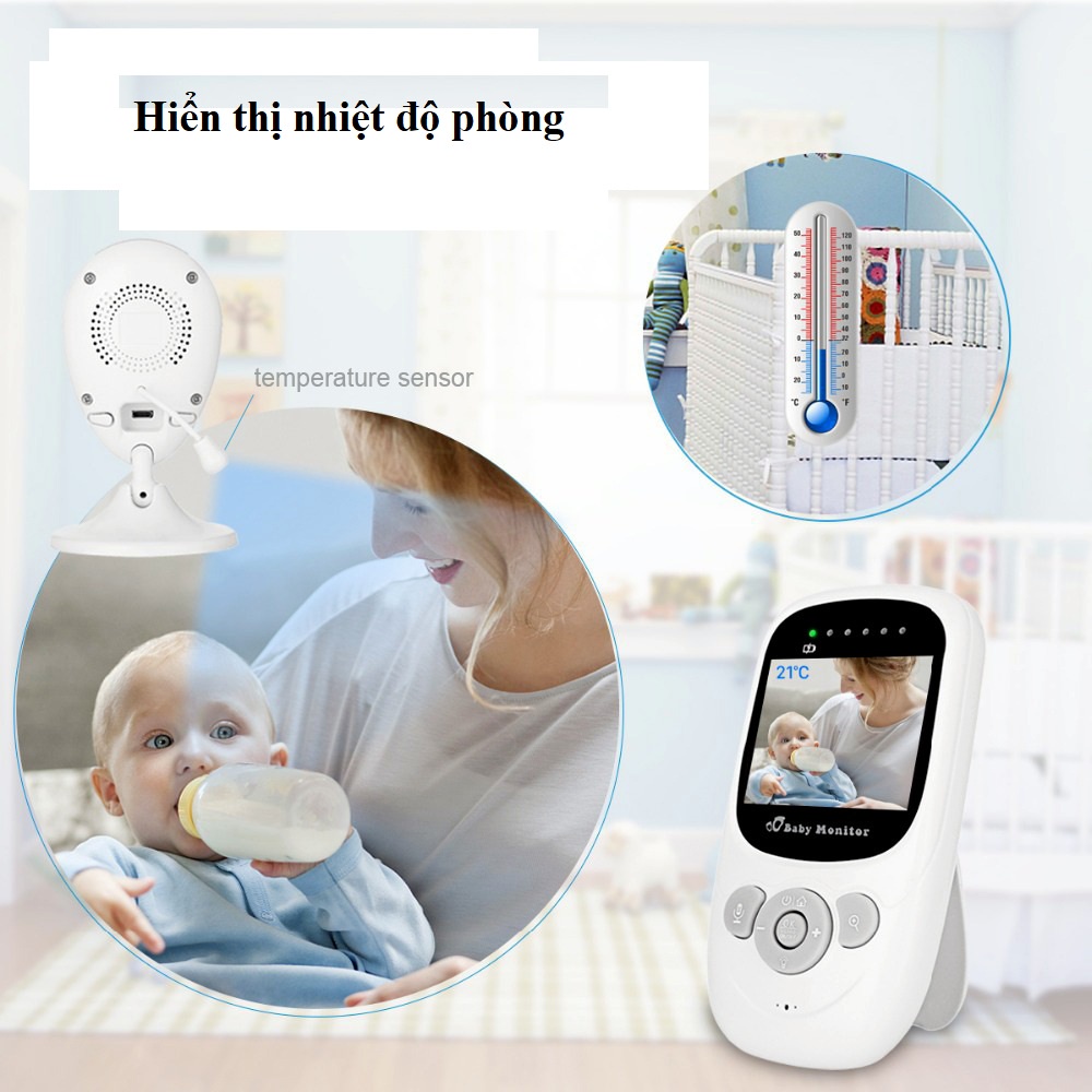 Máy báo khóc Baby Monitor JP808 PRO camera giám sát bảo vệ an toàn cho trẻ không dây, tín hiệu bắt xa ổn đinh (tặng quà)