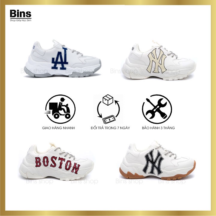 Giày Thể Thao MLB NY Đen, Boston, La Cao Cấp Nam Tăng Chiều Cao 6cm, Nữ - Giày Thể Thao Màu Trắng Full Box