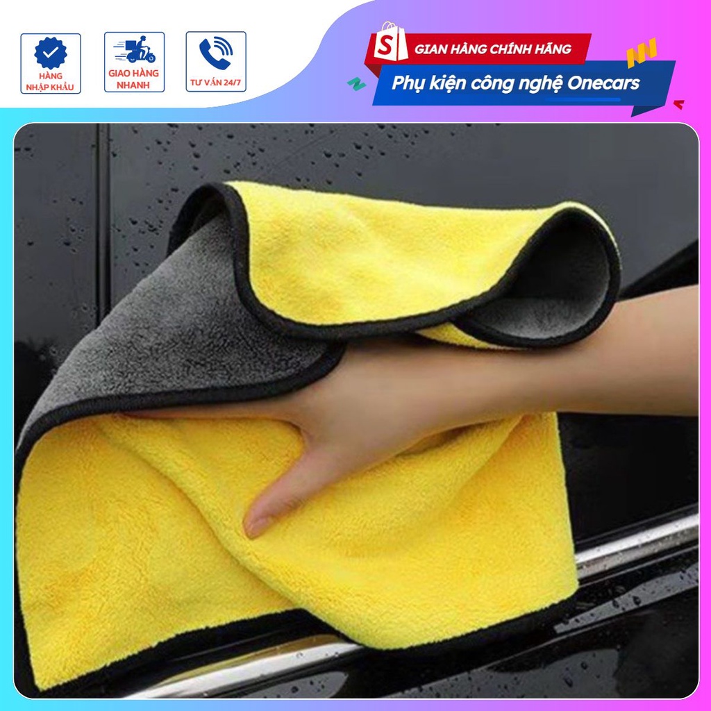 Khăn lau đa năng lau xe MICROFIBER 2 Lớp Mềm Mịn Cao Cấp | Siêu Thấm Hút | Lau Siêu Sạch
