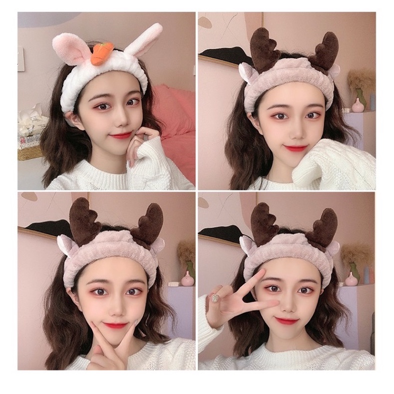 Băng Đô Rửa Mặt Tổng Hợp, Băng Đô Tai Thỏ Tai Mèo Nơ Sừng Dễ Thương Warm&Cute A212 A213 A214 A230