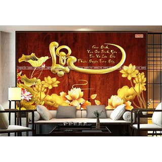 Tranh dán tường 3D chữ Lộc kt cao 1m x r 1.5m