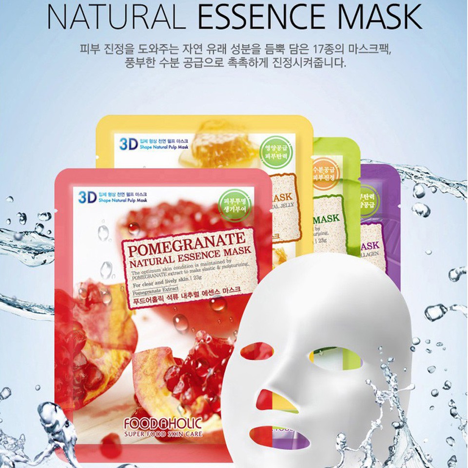 Mặt nạ 3D Foodaholic Natural Essence Mask 23ml dưỡng da cấp ẩm Hàn Quốc