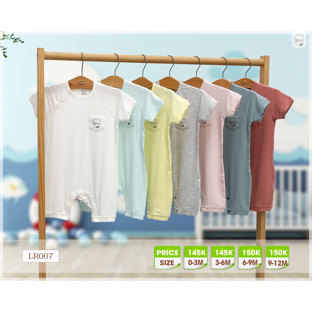 Body cộc cài lệch vải sợi tre Petit Luxry siêu mát, mềm mịn bé sơ sinh thương hiệu Luxry