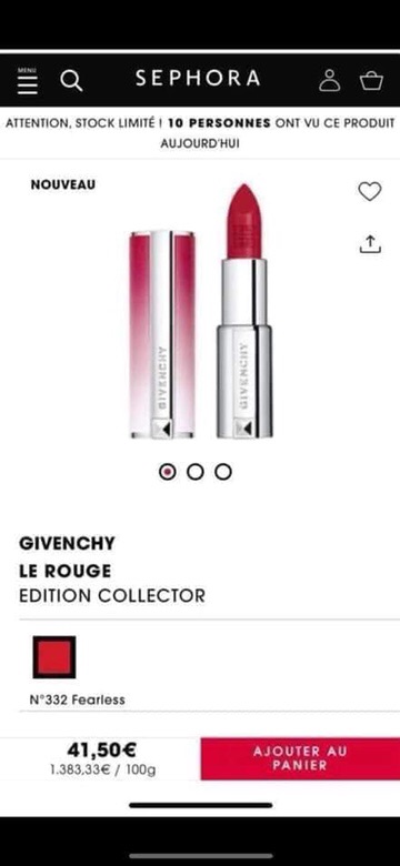 Son Givenchy limited vỏ da màu 332 đỏ thuần tươi