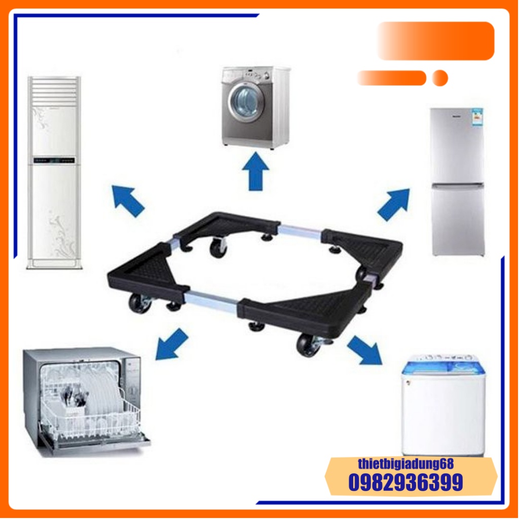 Kệ Máy Giặt Tủ Lạnh Inox Đa Năng Có Bánh Xe Cao Cấp Bền Chắc Tiện Dụng, Chân Đế Kê Cây Lọc Nước Tủ Lạnh Máy Giặt