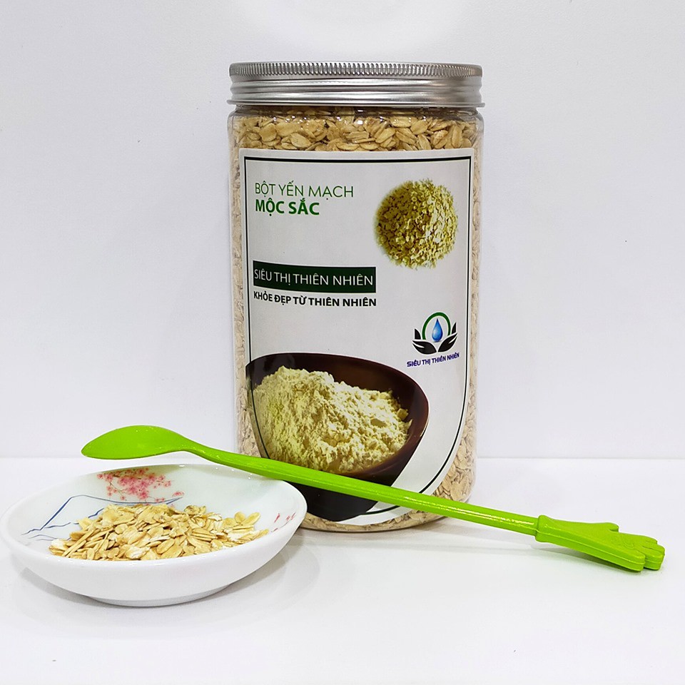 Yến mạch nguyên chất Mộc Sắc 1kg loại bột uống liền và hạt cán dẹt vỡ cho bé ăn dặm hoặc ăn kiêng