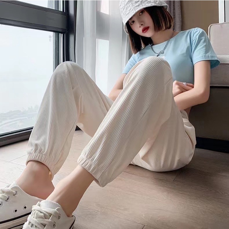 Quần harem SUXI ống rộng màu trơn phong cách thể thao thời trang mùa hè cho nữ