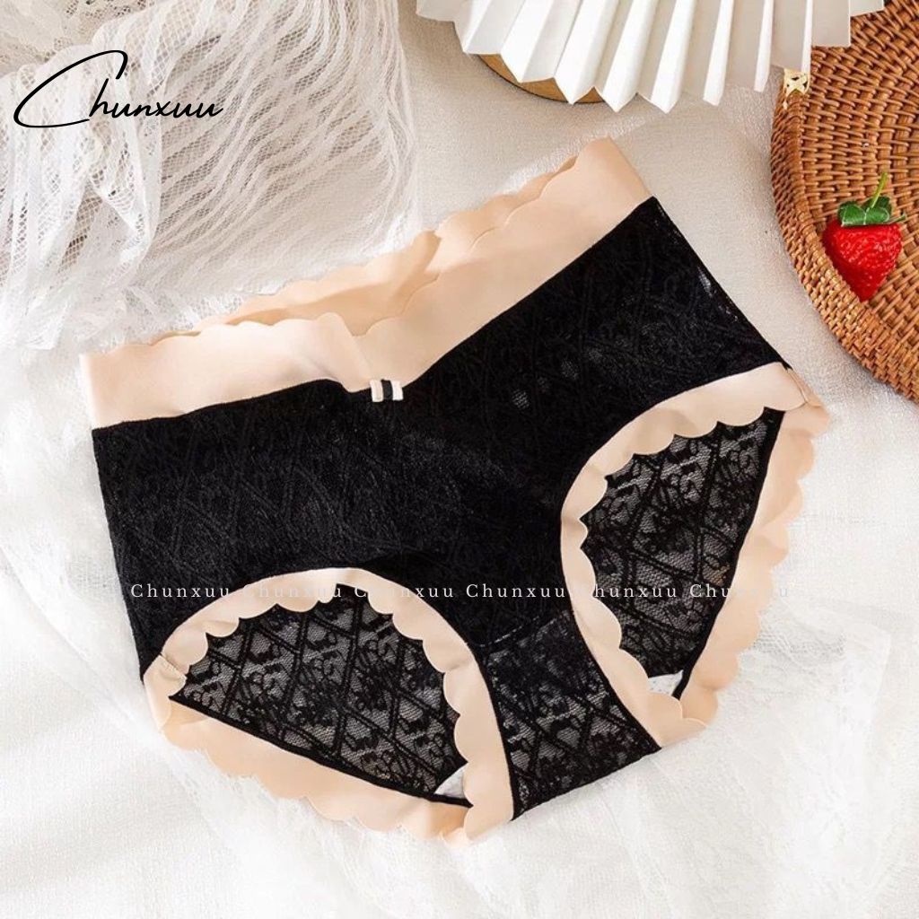 Quần lót nữ CHUNXUU ren gấm cao cấp sọc chéo tiểu thư phối viền su thông thoáng - QC103