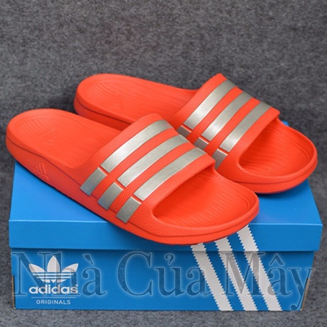 [☘️ADIDAS®☘️]- DÉP ĐÚC DURAMO SLIDES - Đỏ S/Bạc