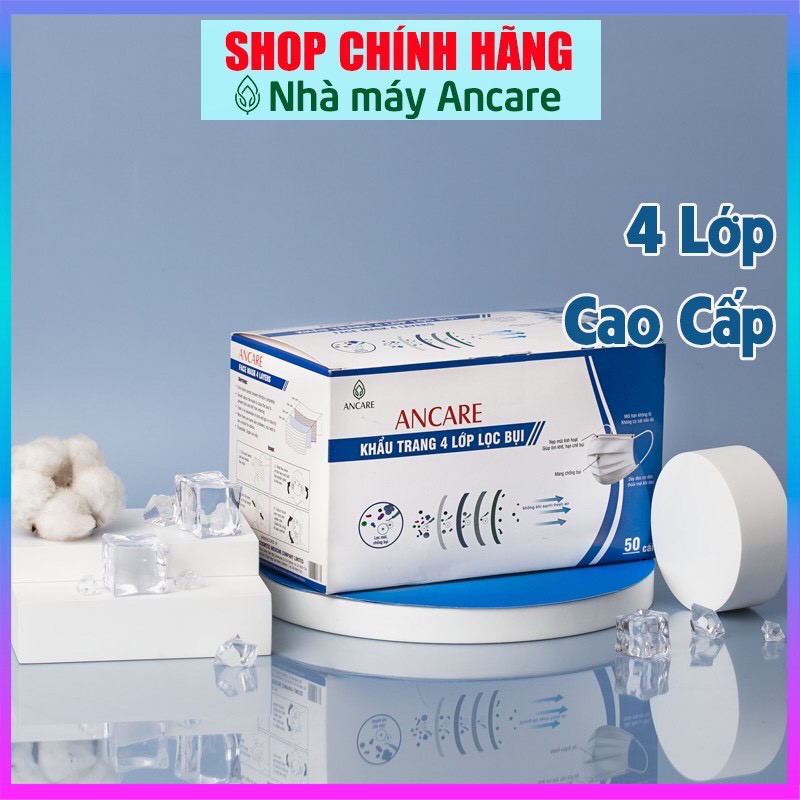 [GIÁ TỐT] Hộp 50 cái Khẩu Trang Y Tế ANCARE 4 Lớp Kháng Khuẩn