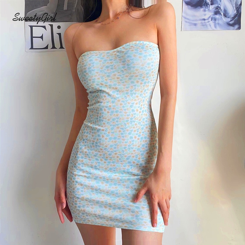 Đầm Ống Mini Hở Vai In Họa Tiết Hoa Quyến Rũ Dành Cho Nữ