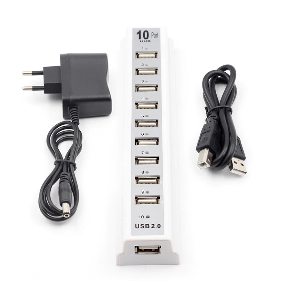 Hub USB 10 cổng chuẩn 2.0 hỗ trợ nguồn ngoài