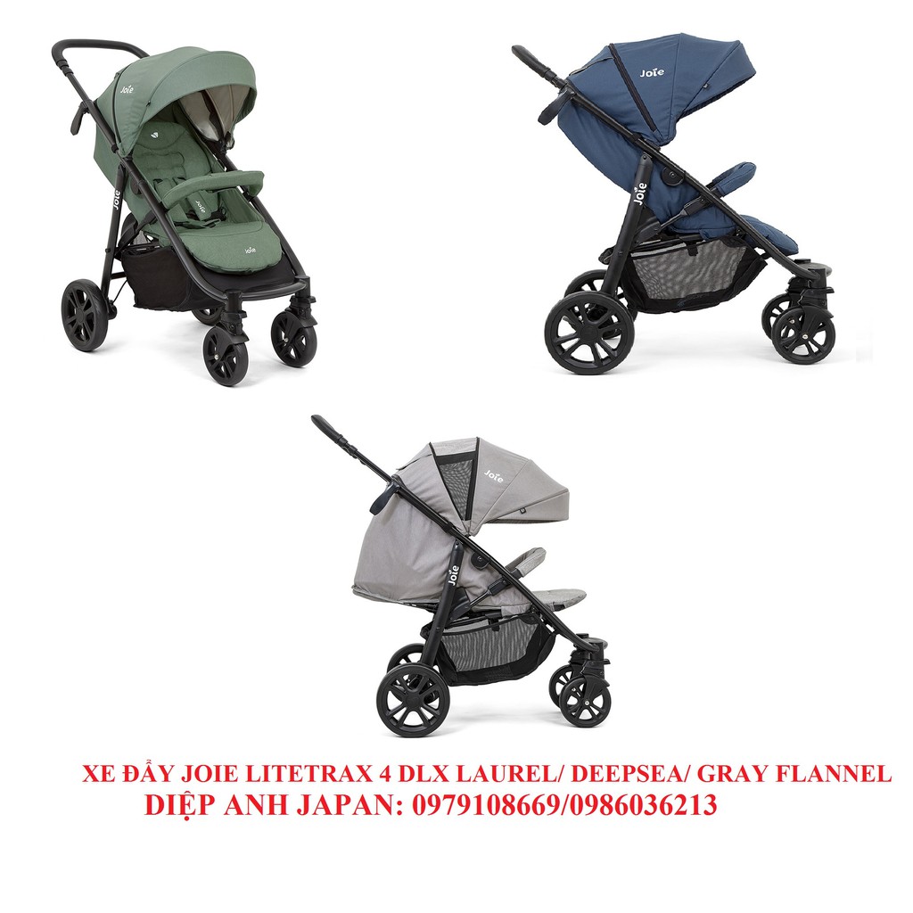 XE ĐẨY JOIE LITETRAX 4 DLX DEEP SEA/ LAUREL/ GRAY FLANNEL TẢI TRỌNG LÊN ĐẾN 22KG