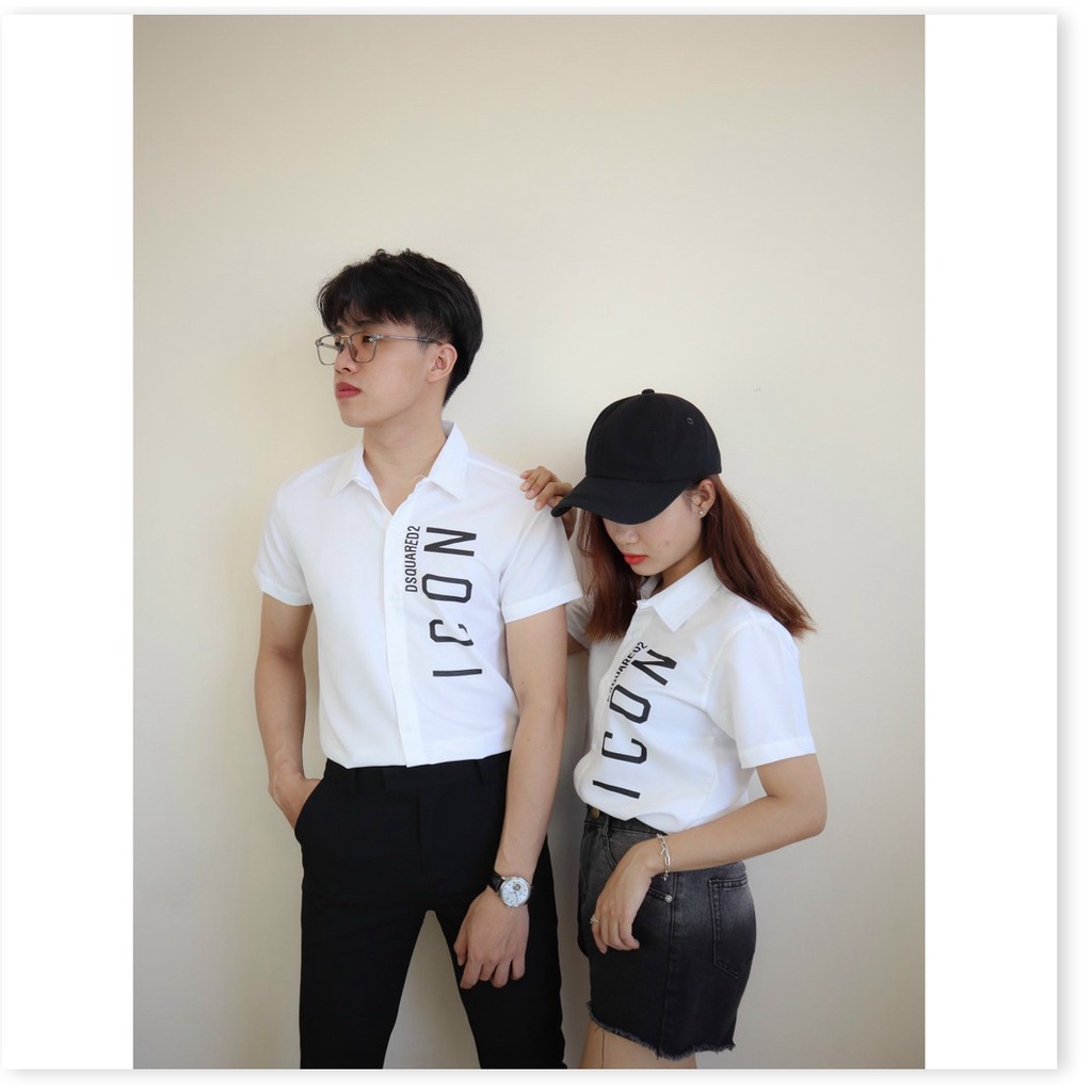 Áo sơ mi in thêu ngăn tay nam nữ cực đẹp , dành cho giới trẻ KHANH AN