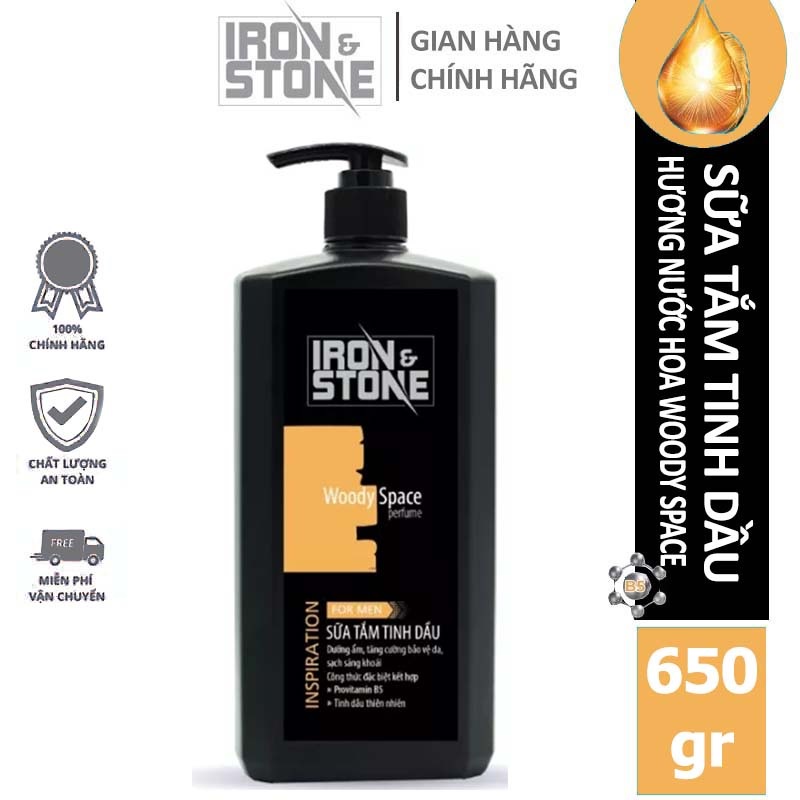 Sữa tắm tinh dầu Iron&Stone Inspriration hương Woody Space dành cho nam dung tích 650ml Z0402