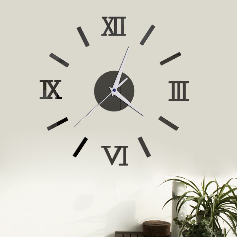 Fashion Elegant Roman Numbers Mirror DIY Home Frameless Wall Clock Acrylic Mirror Wall Clock  Mirror Wall Stickers