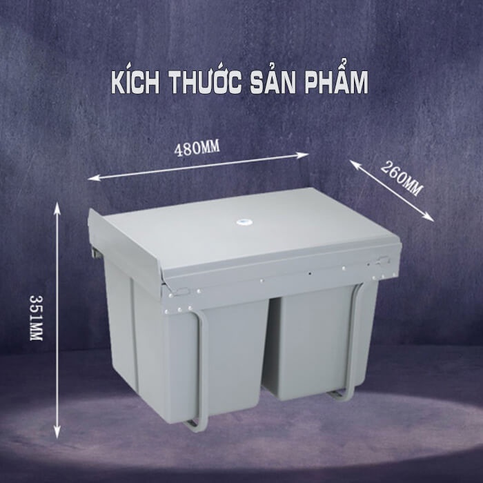 Thùng Rác Nhựa Âm Tủ 2 Khoang 23L  Có Ray Kéo TR06