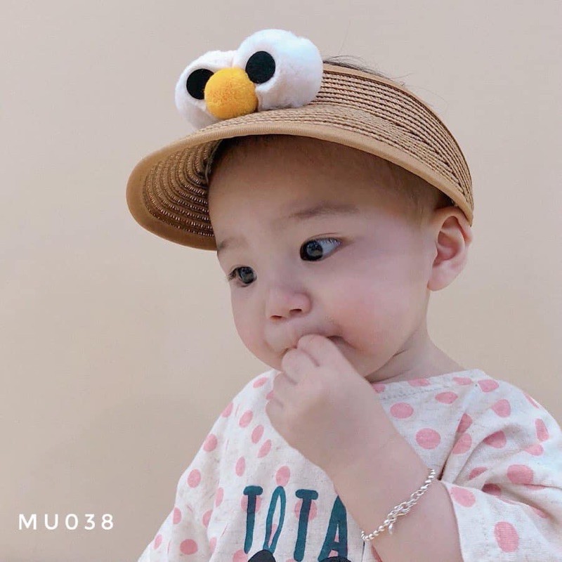 Mũ cói không chóp hình đôi mắt MU038 cho hé 1-6 tuổi