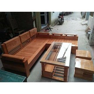 Bộ bàn sofa phòng khách bằng gỗ sồi