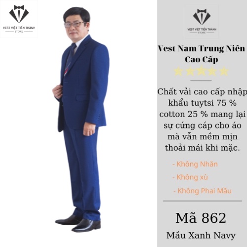 Bộ vest nam trung niên chất liệu tuýt si nhập khẩu ấn độ vest việt tiến thành