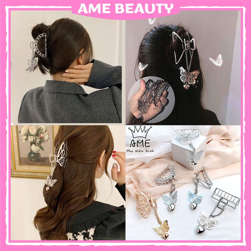 Kẹp tóc càng cua cặp tóc kim loại hình bướm cho nữ phong cách Hàn Quốc Ame Beauty