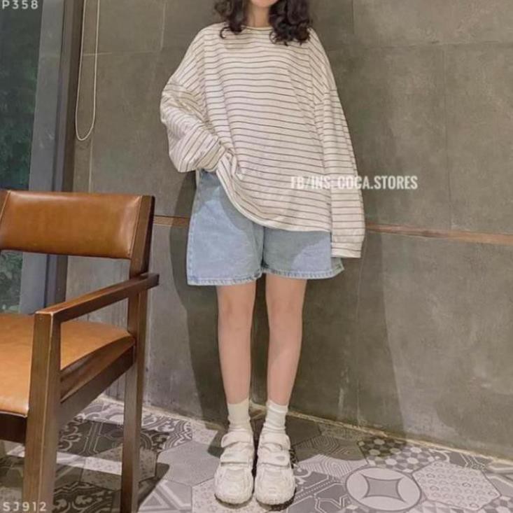 [RẺ VÔ ĐỊCH] Áo Thun Kẻ Oversize-Áo Thun Tay Dài From Rộng (Áo Thun Unisex Form Rộng) | BigBuy360 - bigbuy360.vn