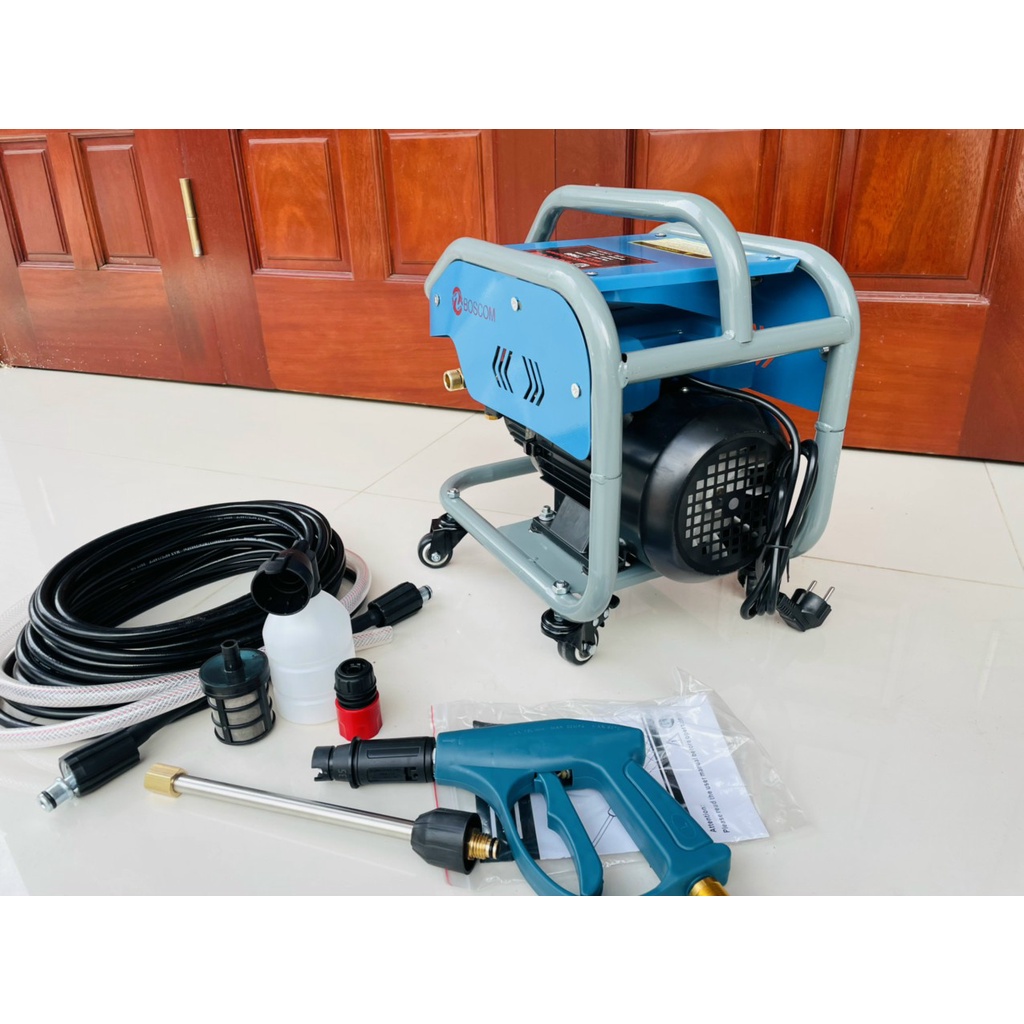 Máy rửa xe mini boscom 988-3500w có khung bảo vệ máy