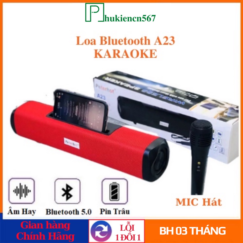 Loa bluetooth karaoke mini A23 công suất lớn không dây có mic âm thanh siêu hay bass khỏe Bảo hành 1 đổi 1
