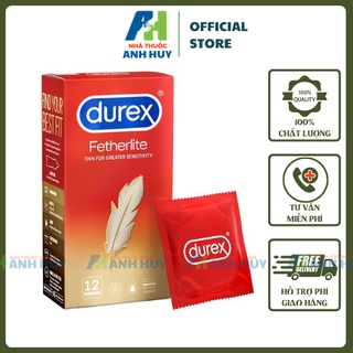 Bao cao su durex chính hãng durex siêu mỏng fetherlite - bcs 49mm hộp 12 cái
