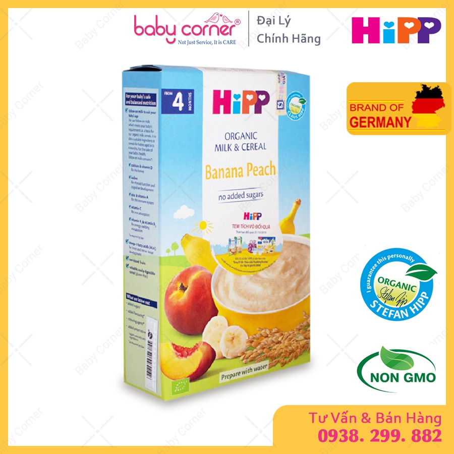 [Date T5/2023] Bột Ăn Dặm HiPP Banana Peach - Chuối Đào Cho Bé Từ 4 Tháng